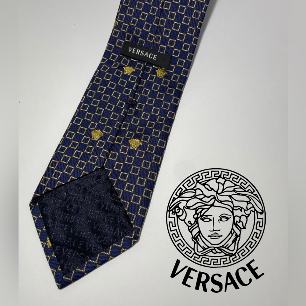 Versace Navy Blue and Gold Versace Neck Tie